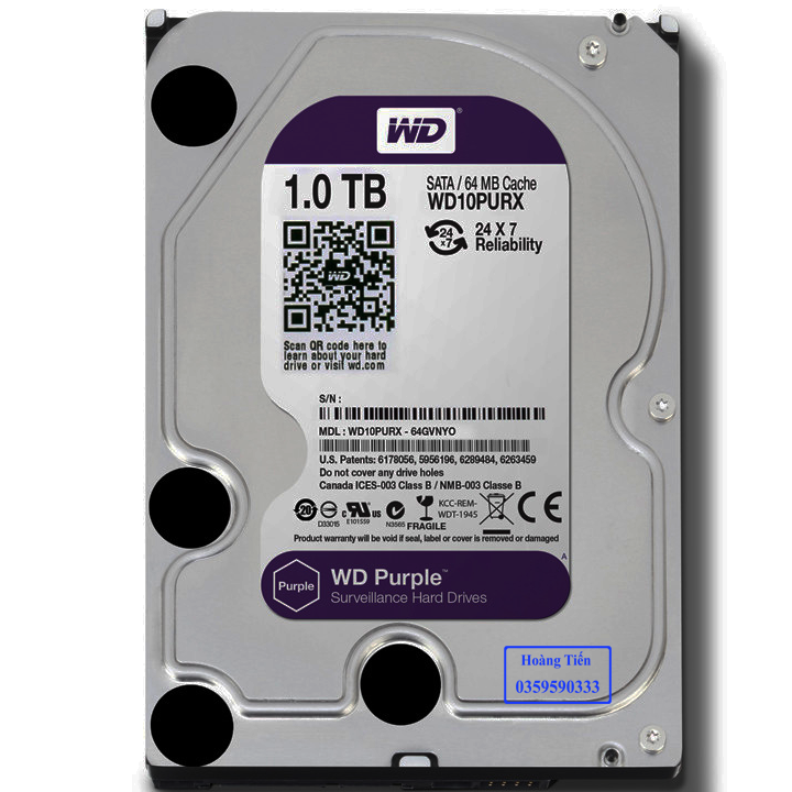 HDD PC WESTERN DIGITAL 1TB Purple